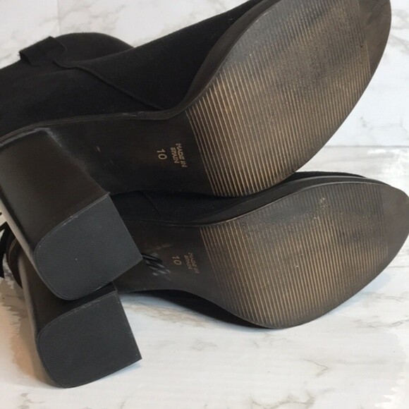 Black suede chunky ankle boots with fringe tassels made in Spain size 10 - Picture 9 of 11